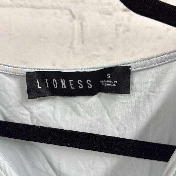 Lioness Blue Asymmetrical Ruched Tank - Cute Sleeves Cinched Waist - Small - Picture 2 of 4